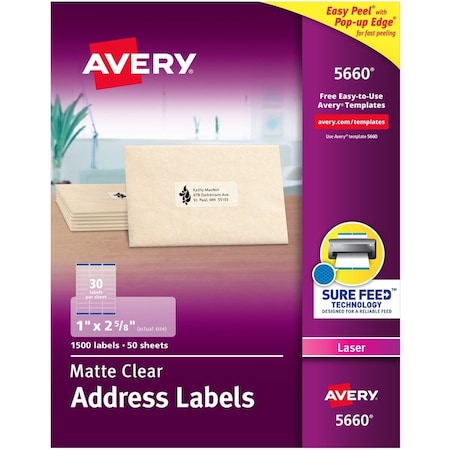 Avery Label, Ezpeel, Laser, 1X2.6, Cl 1500PK AVE5660